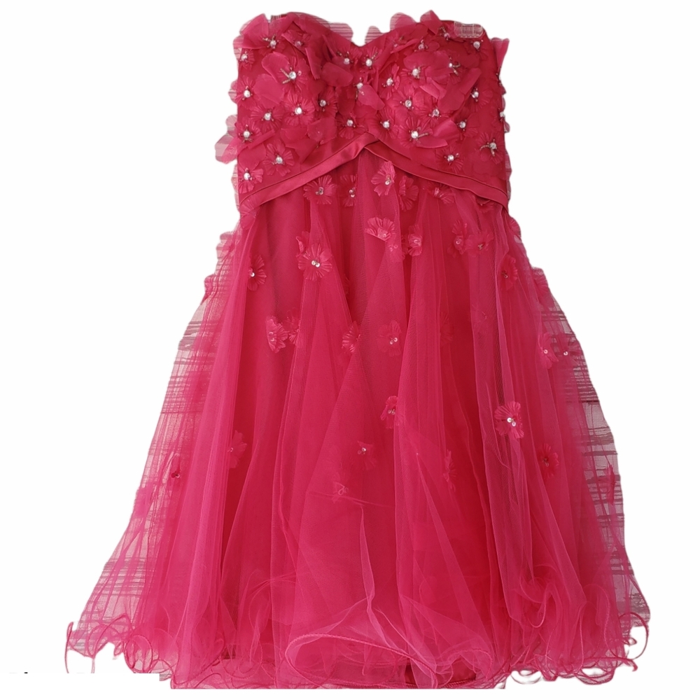 BEE DARLIN PINK STRAPLESS PARTY PROM DRESS - 5/6